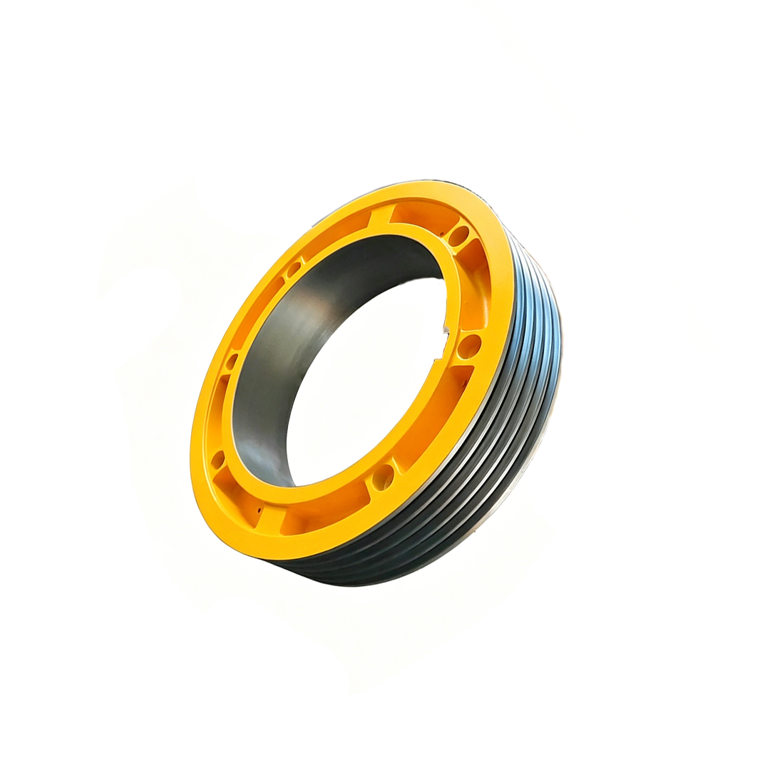 Otis Bluemax Gearless Permanent Magnet Elevator Traction Sheave DAA20220AJ, 400mm 3/4/5/6 Groove 10mm Wire Rope Wheel